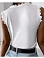 abordables Tops básicos de mujer-Camisa de encaje Tanque Parte superior con ojales Camisa de encaje blanca Mujer Negro Blanco Rosa Color sólido Encaje Calle Diario Moda Escote Redondo S