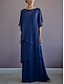 cheap Mother of the Bride Dresses-A-Line Mother of the Bride Dress Formal Wedding Guest Elegant Bateau Neck Floor Length Chiffon Half Sleeve with Ruffles Draping Tier 2024