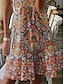 Χαμηλού Κόστους Print Φορέματα-Γυναικεία Vintage Φόρεμα Καθημερινό φόρεμα Αμάνικο φόρεμα Φλοράλ Τσέπη Στάμπα Λαιμόκοψη U Μίνι φόρεμα Βίντατζ Etnic Ημερομηνία Διακοπές Αμάνικο Καλοκαίρι