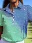 お買い得  デザイナーコレクション-女性用 ポロシャツ バイオレット ピンク ブルー 半袖 日焼け防止 トップス カラーグラデーション レディース ゴルフウェア ウェア アウトフィット ウェア アパレル