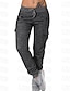 tanie Joggery damskie-damskie casual / sportowe athleisure joggers spodnie dresowe z wieloma kieszeniami elastyczny sznurek krój spodnie na całej długości czas wolny sport weekend zwykły komfort ciemnoszary 2xl