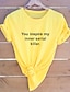 billige T-skjorter til kvinner-Dame T skjorte Bokstaver Trykt mønster Daglig Helg Mote Kortermet Rund hals Hvit Vår sommer