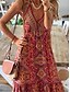 billiga Semesterklänningar-Dam Långklänning Maxiklänning Vardagsklänning Boho Chic klänningar bohemliv Etnisk A-linje Semester Gata Helgdag Normal Blommig Ärmlös Axelband Gul Rodnande Rosa Blå Purpur Sommar