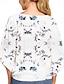 abordables Blusas y camisas de mujer-Mujer Camisa Blusa Floral Leopardo Casual Festivos Acordonado Estampado Blanco Manga 3/4 Moda Escote en Pico Primavera verano