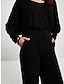 Χαμηλού Κόστους Women&#039;s Sets-Σετ φαρδύ παντελόνι από μασίφ στρογγυλή λαιμόκοψη