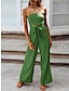 voordelige vakantie jumpsuit-Dames Jumpsuit Veters Blote rug Effen Kleur Strapless Streetwear Straat Dagelijks Normale pasvorm Mouwloos Wit Groen Abrikoos S M L Zomer