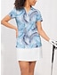 abordables Vêtements de golf pour femmes-Femme T-shirt POLO vêtements de golf Bleu Manche Courte Protection Solaire Protection solaire UV Poids Léger T-shirt Top Floral Vêtements de golf pour femmes, tenues, vêtements