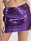 cheap Mini Skirt-Women&#039;s Skirt Bodycon Sparkly Skirt Mini Skirts Sequins Solid Colored Performance Party Summer Polyester Fashion Sexy Black Silver Golden Red