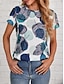 billige T-skjorter til kvinner-Dame T skjorte Blomstret Trykt mønster Avslappet Ferie Mote Kortermet Rund hals Svart Sommer