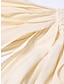 abordables vestidos sencillos-Mujer Vestido informal vestido largo vestido largo Volante más alto bajo Cita Elegante Vintage Escote en Pico Manga Larga Vino Fucsia Albaricoque Color