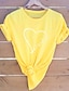 baratos T-Shirts de mulher-Mulheres Camiseta Coração Amor Imprimir Feriado Para Noite Moda Manga Curta Decote Redondo Preto Primavera Verão