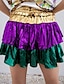 abordables Mini-Jupes-Femme Jupe Mini Taille haute Jupes A Volants Multirang Bloc de couleur Mardi Gras Festival Eté Polyester Mode Violet