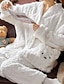 abordables Vêtements de nuit pour femmes-Ensembles de pyjamas chauds en polaire pour femmes, animaux chauds, décontractés, confortables, pour la maison, lit, flanelle, chaud, respirant, fil en V, chemise à manches longues, pantalon, poche à