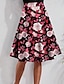 cheap Midi Skirts-Women&#039;s Skirt A Line Swing Knee-length High Waist Skirts Print Floral Valentine&#039;s Day Street Summer Polyester Fashion Casual Pink Gold