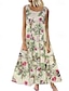 Χαμηλού Κόστους Γραφικά φορέματα λινάτσας-Γυναικεία Βαμβάκι Λευκό φόρεμα Φόρεμα για τον ήλιο Ditsy Floral Στάμπα Στρογγυλή Ψηλή Λαιμόκοψη Μακρύ Φόρεμα Μάξι Φόρεμα Βοημία Τροπικό Διακοπές Παραλία Αμάνικο Καλοκαίρι Άνοιξη