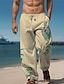 cheap Linen Pants-Men&#039;s Animal Turtle Linen Pants Pants Trousers Baggy Pants Mid Waist Hawaiian Casual Outdoor Daily Wear Streetwear Elastic Drawstring Design Fall &amp; Winter White Blue Green