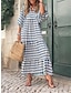olcso Mintás ruhák-Női hétköznapi ruha Virágos Színes Nyomtatott Terített nyak Hosszú ruha Maxi ruha Csehország Vakáció Háromnegyedes Nyár