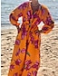 Χαμηλού Κόστους Print Φορέματα-Γυναικεία Καθημερινό φόρεμα Φλοράλ Τσέπη Στάμπα Λαιμόκοψη V Μακρύ Φόρεμα Μάξι Φόρεμα Μπόχο Διακοπές Μακρυμάνικο Καλοκαίρι Άνοιξη