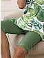 Χαμηλού Κόστους Γυναικεία σετ δυο τεμαχίων-Γυναικεία Μπλουζάκι Σετ Σορτς Φύλλα Καθημερινά Στάμπα Πράσινο του τριφυλλιού Κοντομάνικο Μοντέρνα Λαιμόκοψη V Καλοκαίρι