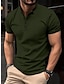 お買い得  クラシックポロ-男性用 Tシャツ ワッフルポロシャツ ワーク ストリート スタンド 半袖 純色 ベーシック 夏 ルーズフィット ブラック ルビーレッド ダークネイビー カーキ色 アーミーグリーン Tシャツ