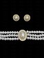 abordables Accesorios para mujeres-Conjunto de gargantilla de perlas vintage para mujer con colgante de diamantes de imitación: elegante joyería de perlas en capas para bodas y eventos formales