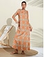 halpa printti rento mekko-Marokon ruudullinen kukkainen pyöreäkaula-paita