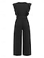 cheap Vacation Jumpsuit-Women&#039;s Jumpsuit Ruffle High Waist Solid Color V Neck Elegant Street Daily Regular Fit Sleeveless Black White Blue S M L Summer