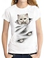 preiswerte T-Shirts für Damen-Damen T Shirt Katze Bedruckt Täglich Wochenende Modisch Lustig Kurzarm Rundhalsausschnitt Schwarz Frühling Sommer