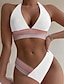 billige Bikinisæt-Dame Normal Badetøj Bikini 2 stk badedragt Hurtigtørrende Push-up bukser Ren farve Dyb nedringning Sporty Sexet Badedragter