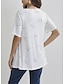abordables Camisetas de mujer-Mujer Camiseta Corazón Estampado Cremallera de un cuarto Noche Moda Manga Corta Escote en Pico Blanco Primavera verano