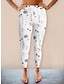 voordelige grafische broeken-Dames Leggings Polyester Afdrukken Hoge snede Hoge taille Enkellengte Wit Lente