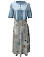 Χαμηλού Κόστους Εκτύπωση σετ φορεμάτων-Γυναικεία Σετ φορέματος δύο τεμαχίων Καθημερινό φόρεμα Φόρεμα εκτύπωσης ΕΞΩΤΕΡΙΚΟΥ ΧΩΡΟΥ Καθημερινά Μοντέρνα Κομψό Τσέπη Στάμπα Μίντι φόρεμα Λαιμόκοψη V Μισό μανίκι Φλοράλ Κανονικό Ροζ Θαλασσί Βυσσινί