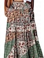cheap Maxi Skirts-Women&#039;s Skirt A Line Swing Bohemia Maxi High Waist Skirts Floral Print Floral Color Block Holiday Vacation Summer Polyester Casual Boho Dark Green Green