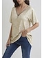 billige T-skjorter til kvinner-Dame T skjorte Hjerte Trykt mønster Quarter Zip Ut på byen Mote Kortermet V-hals Hvit Vår sommer