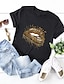 cheap Women&#039;s T-shirts-Women&#039;s T shirt Tee Leopard Lip Print Daily Weekend Fashion Short Sleeve Round Neck Black Spring &amp; Summer