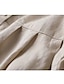 preiswerte Basic-Damenoberteile-Hemd leinenhemd Bluse Lange Baumwolltops Damen Khaki Beige Feste Farbe Taste Strasse Täglich Modisch Rundhalsausschnitt Bettwäsche aus Baumwolle Regular Fit M