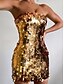 cheap Party Dresses-Women&#039;s Sequin Dress Party Dress Cocktail Dress Sequins Shimmer Strapless Sleeveless Mini Dress Birthday Vacation Blue Gold Summer Spring