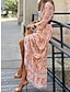 olcso Mintás ruhák-Női hétköznapi ruha Virágos Nyomtatott V-alakú Hosszú ruha Maxi ruha Csehország Vakáció Nyár