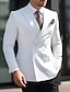 preiswerte Anzüge-weiße Herrenanzüge für den Abschlussball, Hochzeitsanzüge, einfarbig, 2-teilig, für den Alltag, Business, Übergröße, zweireihig, sechs Knöpfe, 2024