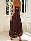 Χαμηλού Κόστους Print Φορέματα-Γυναικεία Καθημερινό φόρεμα Φλοράλ Εξώπλατο Στάμπα Τιράντες Μακρύ Φόρεμα Μάξι Φόρεμα Βοημία Etnic Διακοπές Αμάνικο Καλοκαίρι