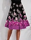 cheap Midi Skirts-Women&#039;s Skirt A Line Swing Knee-length High Waist Skirts Print Trees / Leaves Street Daily Summer Polyester Fashion Casual Yellow Purple