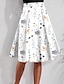 cheap Midi Skirts-Women&#039;s Skirt A Line Swing Knee-length High Waist Skirts Print Floral Street Daily Summer Polyester Fashion Casual White Pink