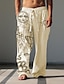 Χαμηλού Κόστους Ανδρικό βαμβακερό λινό παντελόνι-Ανδρικά Βίντατζ Για τον Ήλιο Λευκά παντελόνια Παντελόνια Μεσαία Μέση ΕΞΩΤΕΡΙΚΟΥ ΧΩΡΟΥ Καθημερινά Ρούχα Streetwear Φθινόπωρο &amp; Χειμώνας Κανονικό