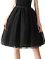 cheap Plain Skirts-Women&#039;s Skirt Swing Tutu Knee-length High Waist Skirts Layered Tulle Solid Colored Party Cocktail Party Summer Polyester Elegant Fashion Black White Champagne Yellow