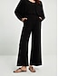 cheap Women&#039;s Sets-Solid Round Neck Loose Trousers Set