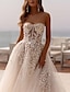 cheap Wedding Dresses-Beach Open Back Formal Wedding Dresses Ball Gown Sweetheart Sleeveless Sweep / Brush Train Tulle Bridal Gowns With Appliques Solid Color 2024