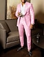 billiga Kostymer-ljusblå svart rosa herrbaldräkter bröllopsfest kvällskostymer enfärgade 2 delar dagliga business plus size enkelknäppta tvåknappar 2024