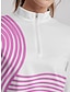 baratos Coleção de designers-Mulheres Camisa polo de caminhada Rosa Claro Preto / Branco Manga Longa Proteção Solar Blusas Riscas Outono Inverno Roupas femininas de golfe, roupas, roupas, roupas