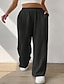 abordables Pantalones de mujer-Mujer Pantalones Poliéster Bolsillos laterales Perneras anchas Alta cintura Largo Negro Primavera &amp; Otoño