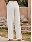 abordables Partes de abajo de mujer-Mujer Pantalones Mezcla Lino Algodón Bolsillo Longitud total Blanco Verano